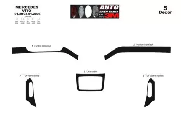 Mercedes Vito W639 01.04 - 01.06 Kit Rivestimento Cruscotto all'interno del veicolo Cruscotti personalizzati 3-Decori