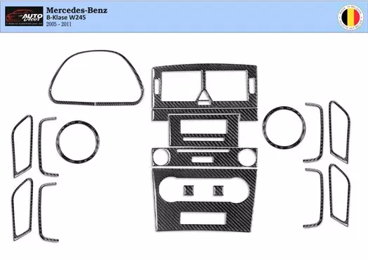 Mercedes W245 B-Class 2005 – 2011 Kit la décoration du tableau de bord 18-Pièce - 1 - habillage decor de tableau de bord