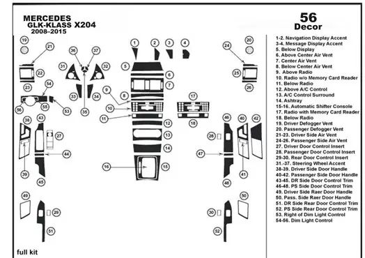 Mercedes-Benz GLK X204 2009–2016 3M 3D Interior Dashboard Trim Kit Dash Trim Dekor 56-Parts