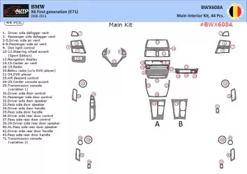 BMW X6 E71 2008-2014 Mittelkonsole Armaturendekor Cockpit Dekor 41-Teilige - 2- Cockpit Dekor Innenraum