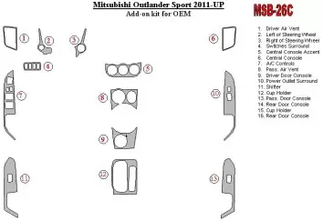 Mitsubishi ASX 2011-UP additional kit fits OEM BD Interieur Dashboard Bekleding Volhouder