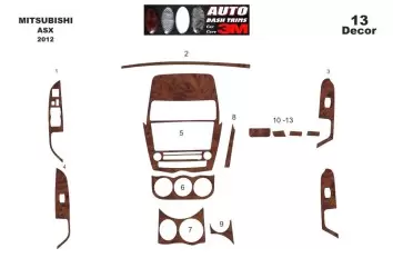 Mitsubishi Asx RVR 01.2012 3M 3D Interior Dashboard Trim Kit Dash Trim Dekor 9-Parts