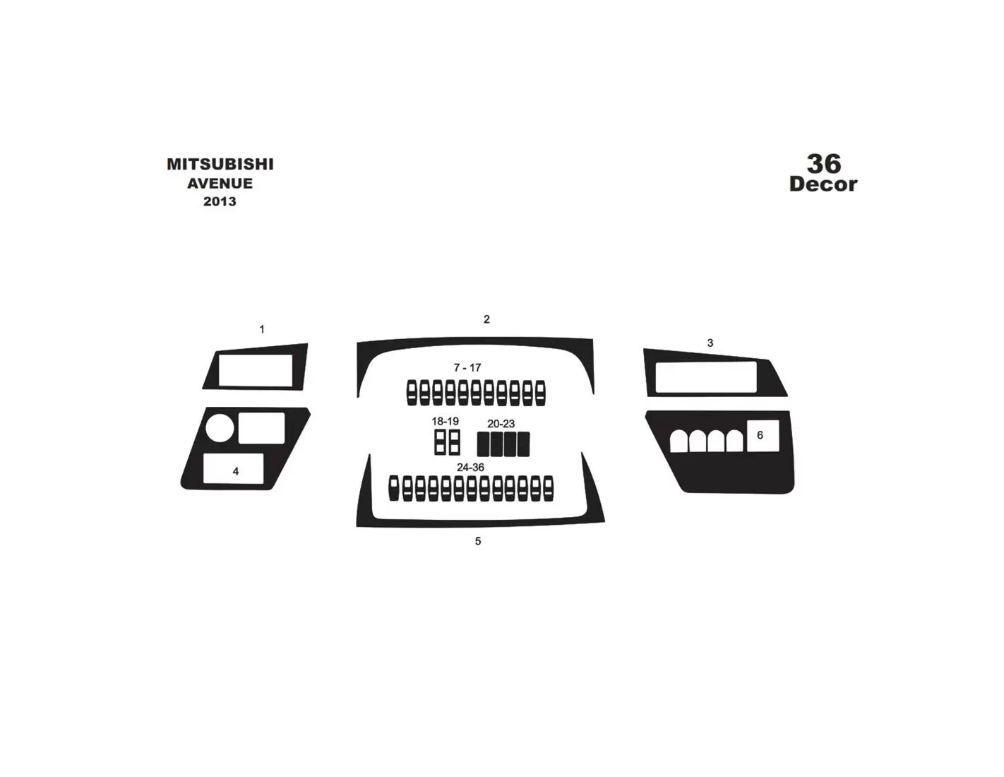 Mitsubishi Aveneu 01.2013 Kit Rivestimento Cruscotto all'interno del veicolo Cruscotti personalizzati 36-Decori