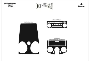 MitsubishiColt 05.04 - 12.07 3D Inleg dashboard Interieurset aansluitend en pasgemaakt op he 4 -Teile