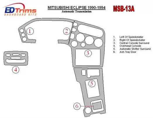 Mitsubishi Eclipse 1990-1994 Boîte automatique BD Kit la décoration du tableau de bord - 1 - habillage decor de tableau de bord