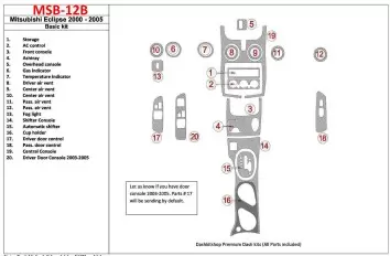 Mitsubishi Eclipse 2000-2005 Basic Set, 19 Parts set Interior BD Dash Trim Kit