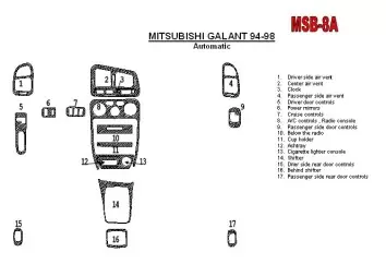 Mitsubishi Galant 1994-1998 Automatic Gear, 17 Parts set Interior BD Dash Trim Kit
