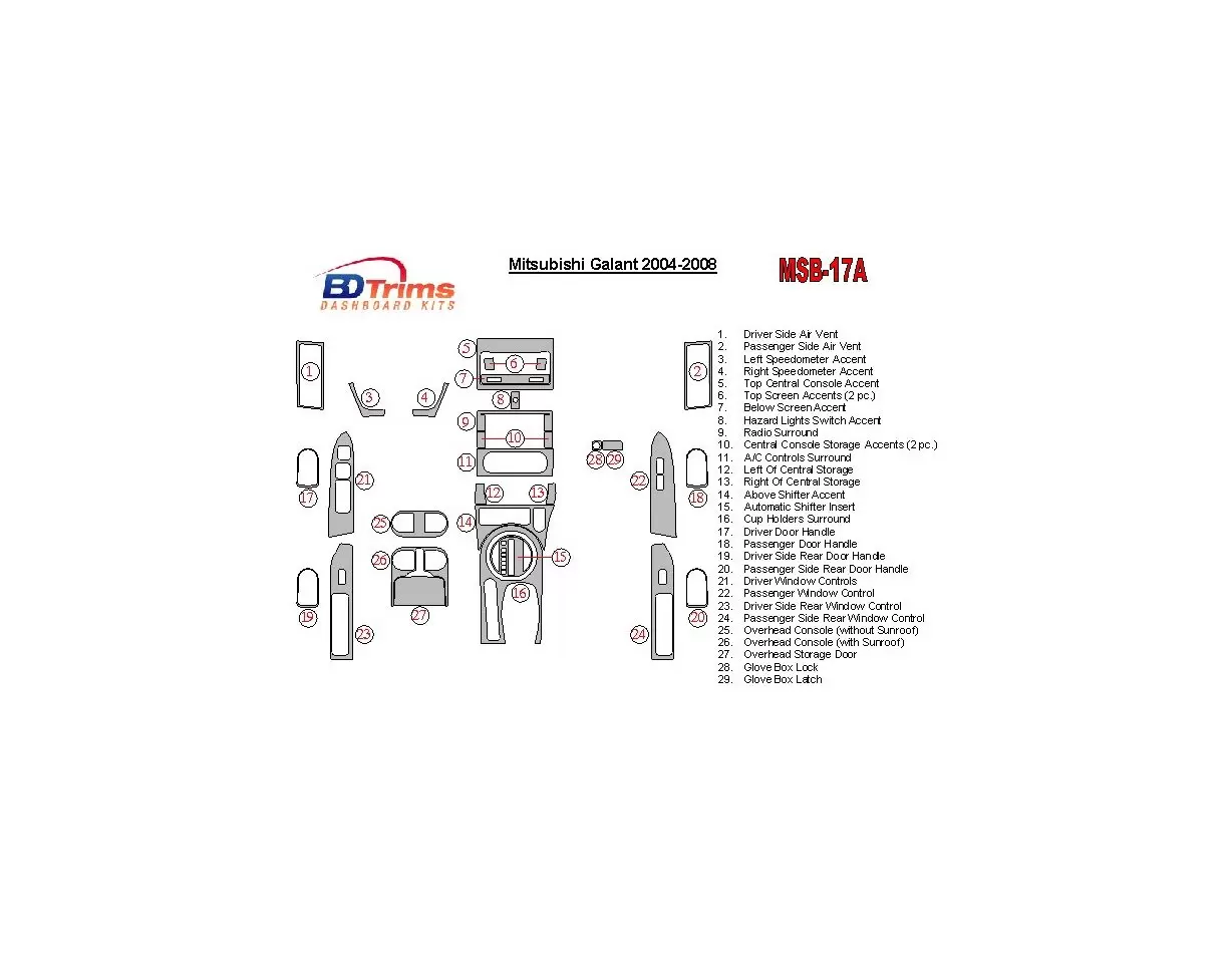 Mitsubishi Galant 2004-2008 With 6 CD Changer BD innenausstattung armaturendekor cockpit dekor - 1- Cockpit Dekor Innenraum