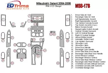 Mitsubishi Galant 2004-2008 With 6 CD Player Interior BD Dash Trim Kit