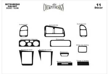 Mitsubishi Galant VII 93-96 Kit la décoration du tableau de bord 11-Pièce - 2 - habillage decor de tableau de bord