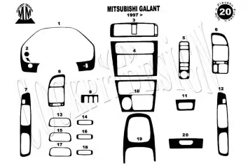 Mitsubishi Galant VIII 01.1997 3M 3D Interior Dashboard Trim Kit Dash Trim Dekor 20-Parts