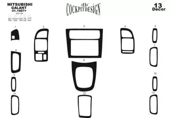 Mitsubishi Galant VIII 98-12.02 Mittelkonsole Armaturendekor Cockpit Dekor 13-Teilige - 2- Cockpit Dekor Innenraum