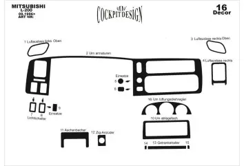 Mitsubishi L 200 96-07 Mittelkonsole Armaturendekor Cockpit Dekor 16-Teilige - 2- Cockpit Dekor Innenraum