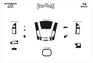 Mitsubishi L 200 4x2 08.2007 Kit Rivestimento Cruscotto all'interno del veicolo Cruscotti personalizzati 13-Decori