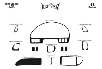 Mitsubishi L 400 05.98 12.06 Kit Rivestimento Cruscotto all'interno del veicolo Cruscotti personalizzati 13-Decori