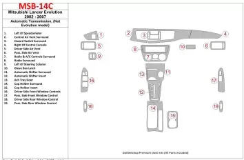 Mitsubishi Lancer 2002-2007 Automatic Gear, (не EVOLUTION model) Interior BD Dash Trim Kit