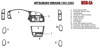 Mitsubishi Mirage 1997-2003 Full Set, 2 & 4 Doors Interior BD Dash Trim Kit