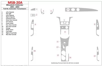 Mitsubishi Outlander 2003-2004 Full Set, Automatic Gear Interior BD Dash Trim Kit