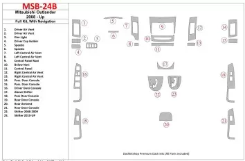 Mitsubishi Outlander 2008-UP Full Set, c NAVI Interior BD Dash Trim Kit