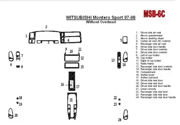 Mitsubishi Pajero Sport/Montero Sport 1998-2008 Without Overhead, 24 Parts set BD Interieur Dashboard Bekleding Volhouder