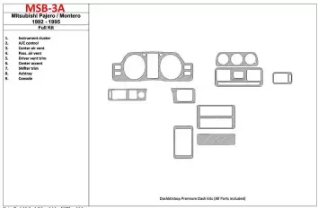 Mitsubishi Pajero/Montero 1991-1999 Full Set, 9 Parts set Interior BD Dash Trim Kit