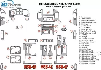 Mitsubishi Pajero/Montero 2000-2006 Voll Satz, Without glowe-box BD innenausstattung armaturendekor cockpit dekor - 2- Cockpit D