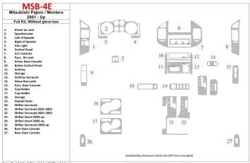 Mitsubishi Pajero/Montero 2000-2006 Full Set, Without glowe-box Interior BD Dash Trim Kit