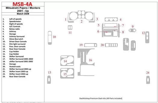 Mitsubishi Pajero/Montero 2000-2006 OEM Compliance BD Kit la décoration du tableau de bord - 1 - habillage decor de tableau de b