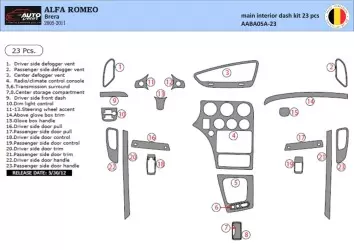 Alfa Romeo Brera 2005-2011 Kit Rivestimento Cruscotto all'interno del veicolo Cruscotti personalizzati 22-Decori