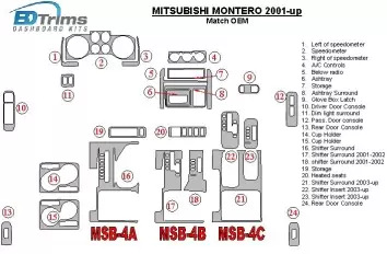 Mitsubishi Pajero/Montero 2000-2006 OEM Compliance BD Kit la décoration du tableau de bord - 2 - habillage decor de tableau de b