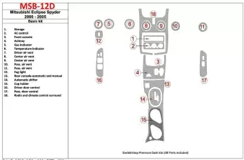 Mitsubishi Spyder 2000-2005 Basic Set, 18 Parts set Interior BD Dash Trim Kit