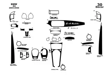 BMW Z4 E85 2003-2008 Kit la décoration du tableau de bord 30-Pièce - 2 - habillage decor de tableau de bord