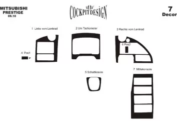 Mitsubishi Temsa Prestige 09.2010 Kit Rivestimento Cruscotto all'interno del veicolo Cruscotti personalizzati 7-Decori