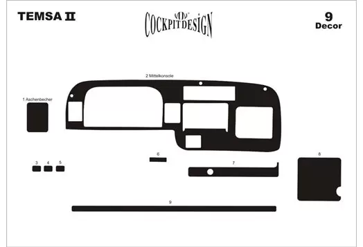 Mitsubishi Temsa Prestige Midibus 01.1999 Kit Rivestimento Cruscotto all'interno del veicolo Cruscotti personalizzati 9-Decori