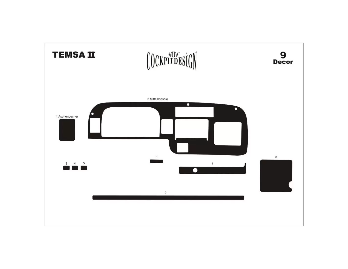 Mitsubishi Temsa Prestige Midibus 01.1999 3M 3D Interior Dashboard Trim Kit Dash Trim Dekor 9-Parts