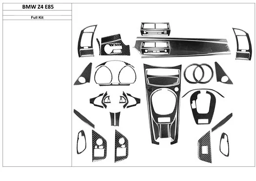 BMW Z4 E85 2003-2008 3D Inleg dashboard Interieurset aansluitend en pasgemaakt op he 54 -Teile