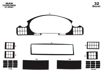 Neoplan Tourliner 01.2008 3M 3D Interior Dashboard Trim Kit Dash Trim Dekor 32-Parts