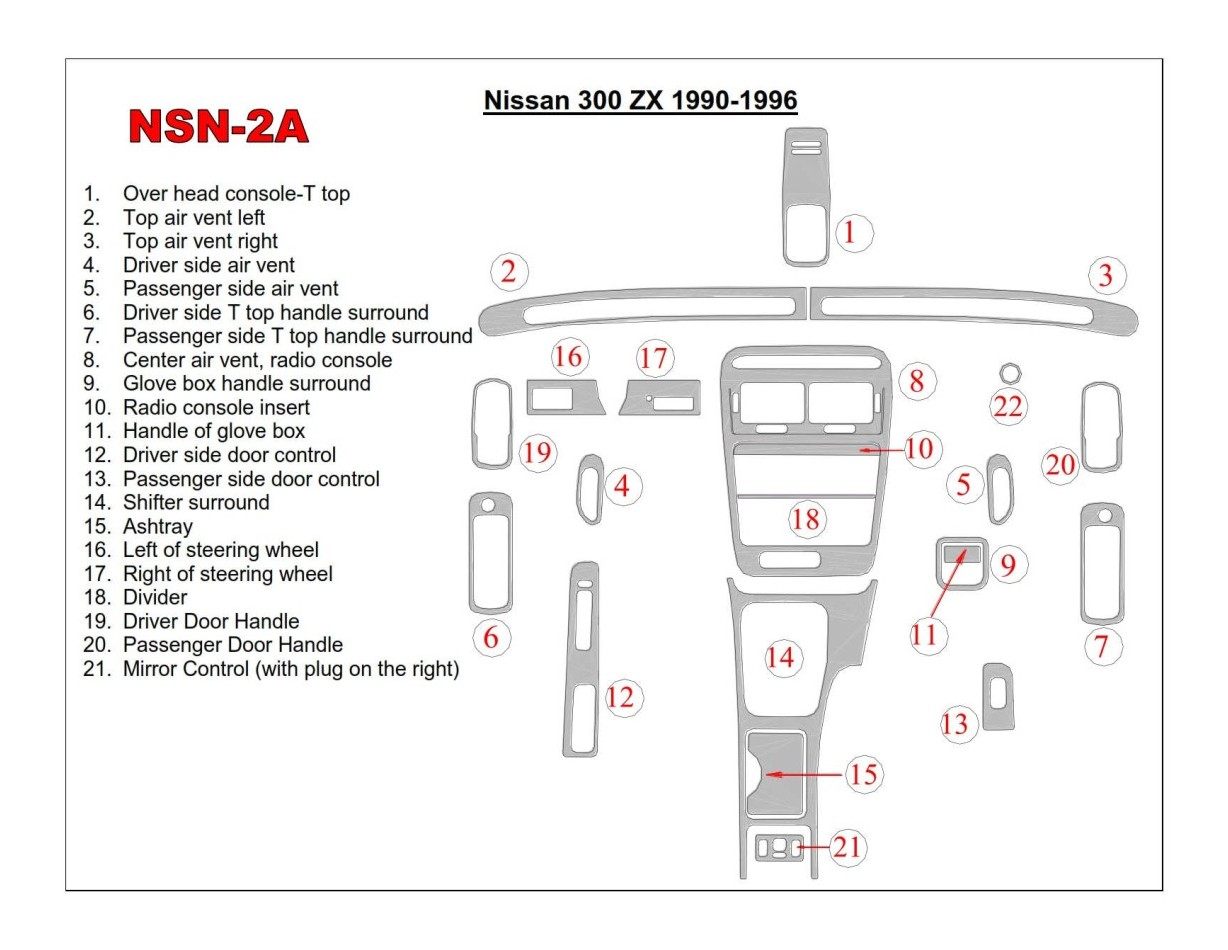 Nissan 300ZX 1990-1996 Paquet de base BD Kit la décoration du tableau de bord - 1 - habillage decor de tableau de bord
