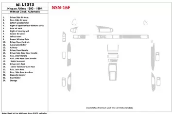 Nissan Altima 1993-1993 Automatic Gearbox, Without watches, Without OEM, 23 Parts set BD Interieur Dashboard Bekleding Volhouder
