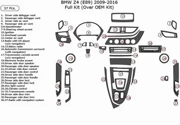 BMW Z4 E89 2009–2016 3D Inleg dashboard Interieurset aansluitend en pasgemaakt op he 37 -Teile