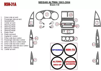Nissan Altima 2003-2004 Grundset BD innenausstattung armaturendekor cockpit dekor - 1- Cockpit Dekor Innenraum