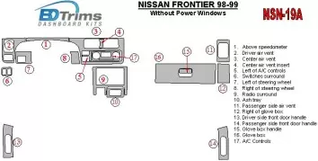 Nissan Frontier 1998-1999 Without Power Windows Interior BD Dash Trim Kit