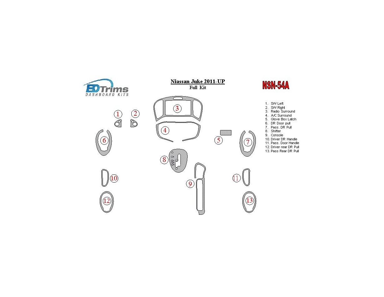 Nissan Juke 2011-UP BD Interieur Dashboard Bekleding Volhouder