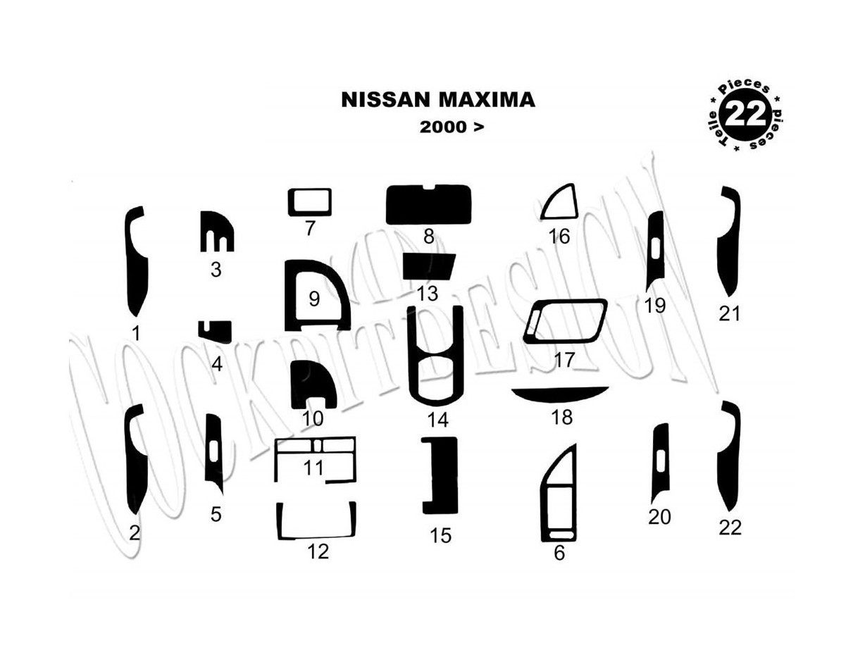 Nissan Maxima 00-04 Mittelkonsole Armaturendekor Cockpit Dekor 22-Teilige - 1- Cockpit Dekor Innenraum