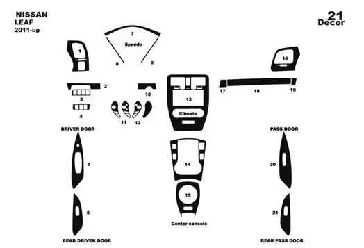 Nissan Maxima 95-00 Mittelkonsole Armaturendekor Cockpit Dekor 15-Teilige - 1- Cockpit Dekor Innenraum