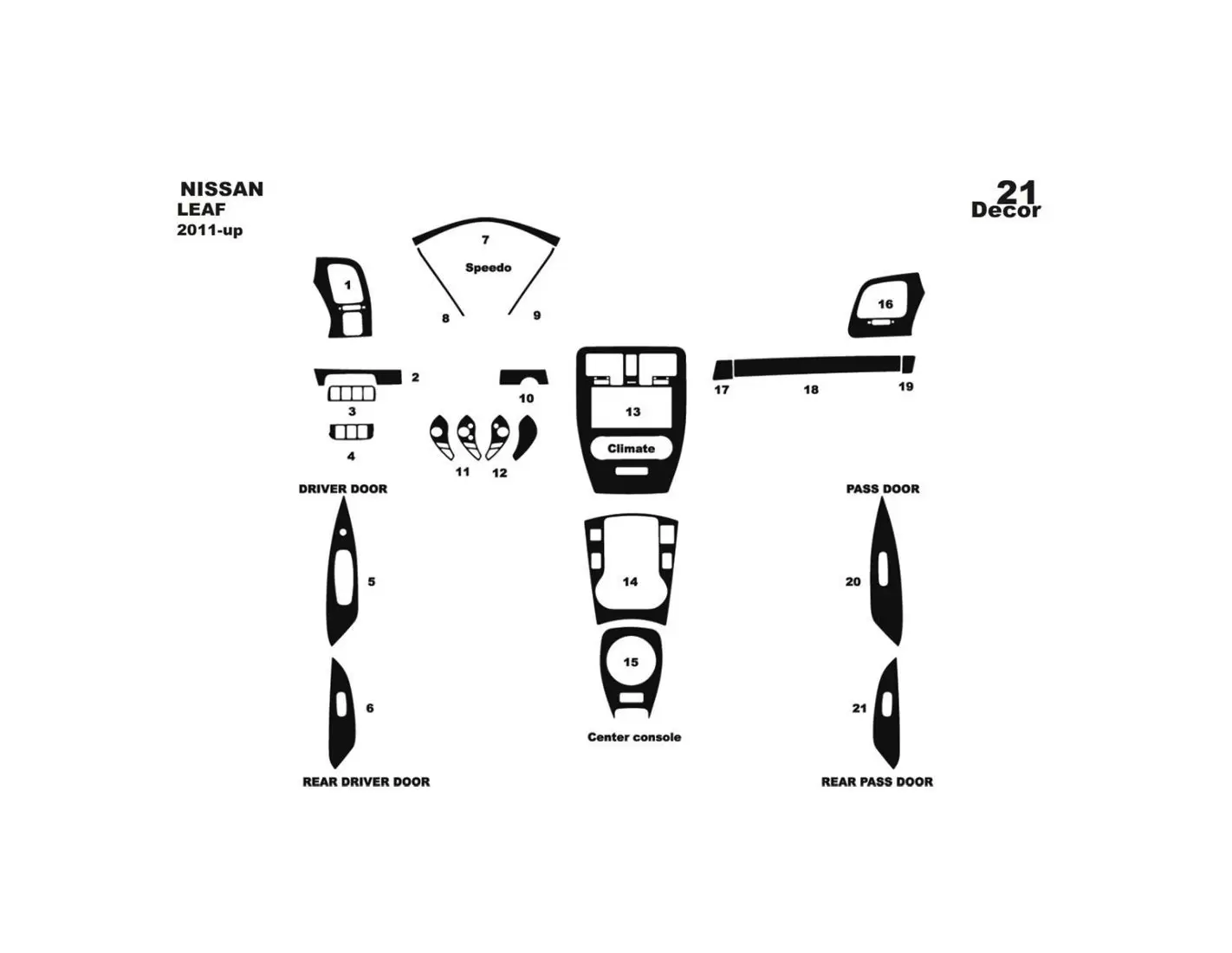 Nissan Maxima 95-00 Mittelkonsole Armaturendekor Cockpit Dekor 15-Teilige - 1- Cockpit Dekor Innenraum