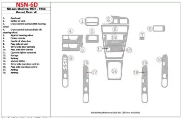 Nissan Maxima 1989-1991 Basic Set, Manual Gearbox, 18 Parts set BD Interieur Dashboard Bekleding Volhouder