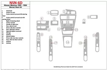 Nissan Maxima 1989-1991 Paquet de base, boîte manuellebox, 18 Parts set BD Kit la décoration du tableau de bord - 2 - habillage 