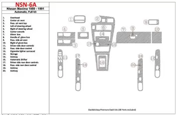 Nissan Maxima 1989-1991 Full Set, Automatic Gearbox, 20 Parts set BD Interieur Dashboard Bekleding Volhouder
