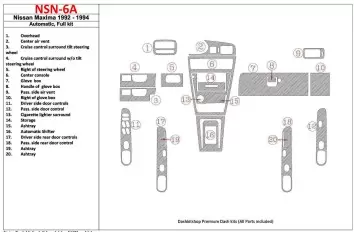 Nissan Maxima 1989-1991 Full Set, Automatic Gearbox, 20 Parts set Cruscotto BD Rivestimenti interni